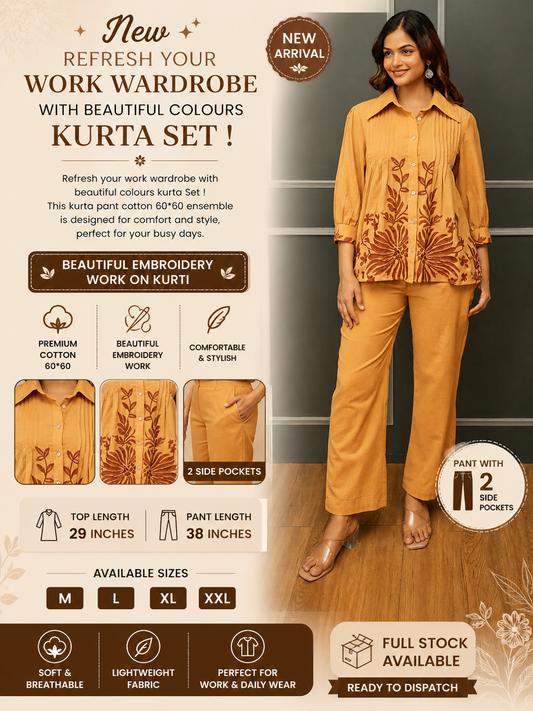 Yellow Cord set with beautifully embroidery work