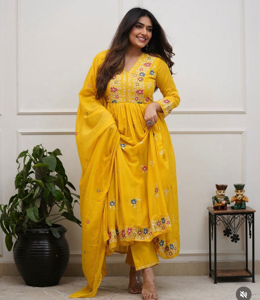 Yellow Wedding Anarkali Suit Dress