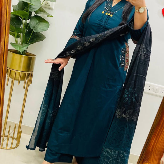 Premium kurti pant with malmal dupatta
