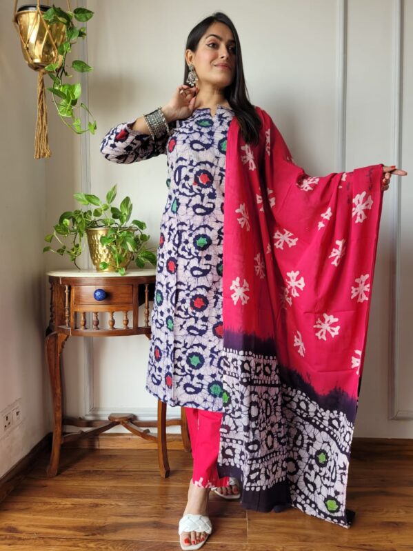 Stitched Cotton Suits with Matching Dupatta in Beautiful Colours