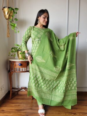 Stitched Cotton Suits with Matching Dupatta in Beautiful Colours