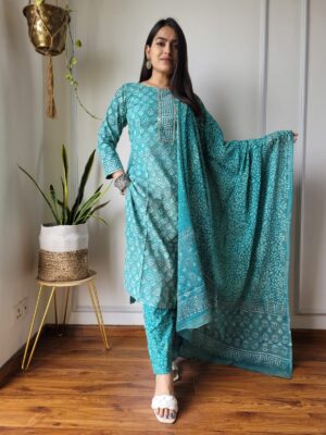 Stitched Cotton Suits with Matching Dupatta in Beautiful Colours