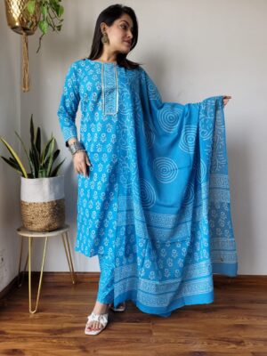 Stitched Cotton Suits with Matching Dupatta in Beautiful Colours