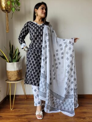 Stitched Cotton Suits with Matching Dupatta in Beautiful Colours