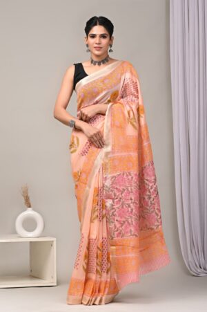 Hand print maheshawari saree