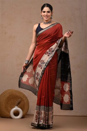 Maheshwari silk saree  follower print