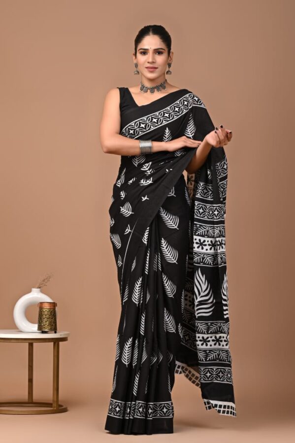 Elegant Black and White Handloom Sari